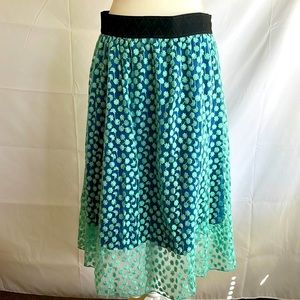 Lularoe “Lola”, size L, blue/mint green overlay, NWT